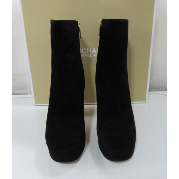 Michael Kors Maxine Block Heel Platform Bootie Zip Suede Black Size 8.5 - Picture 4 of 10